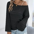 thumbnail image 6 of Women's Sweaters Womens Fall Clothes 2025 Early Autumn One Collar Hollow Out Long Sleeved Knitted Sweater Casual Loose Women's Clothing, 6 of 6