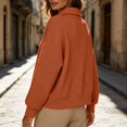 thumbnail image 6 of ClodeEU Women's Collared V Neck Long Sleeve Cropped Sweatshirt,Casual Loose Pullover Top Orange,Women's Plus M, 6 of 7