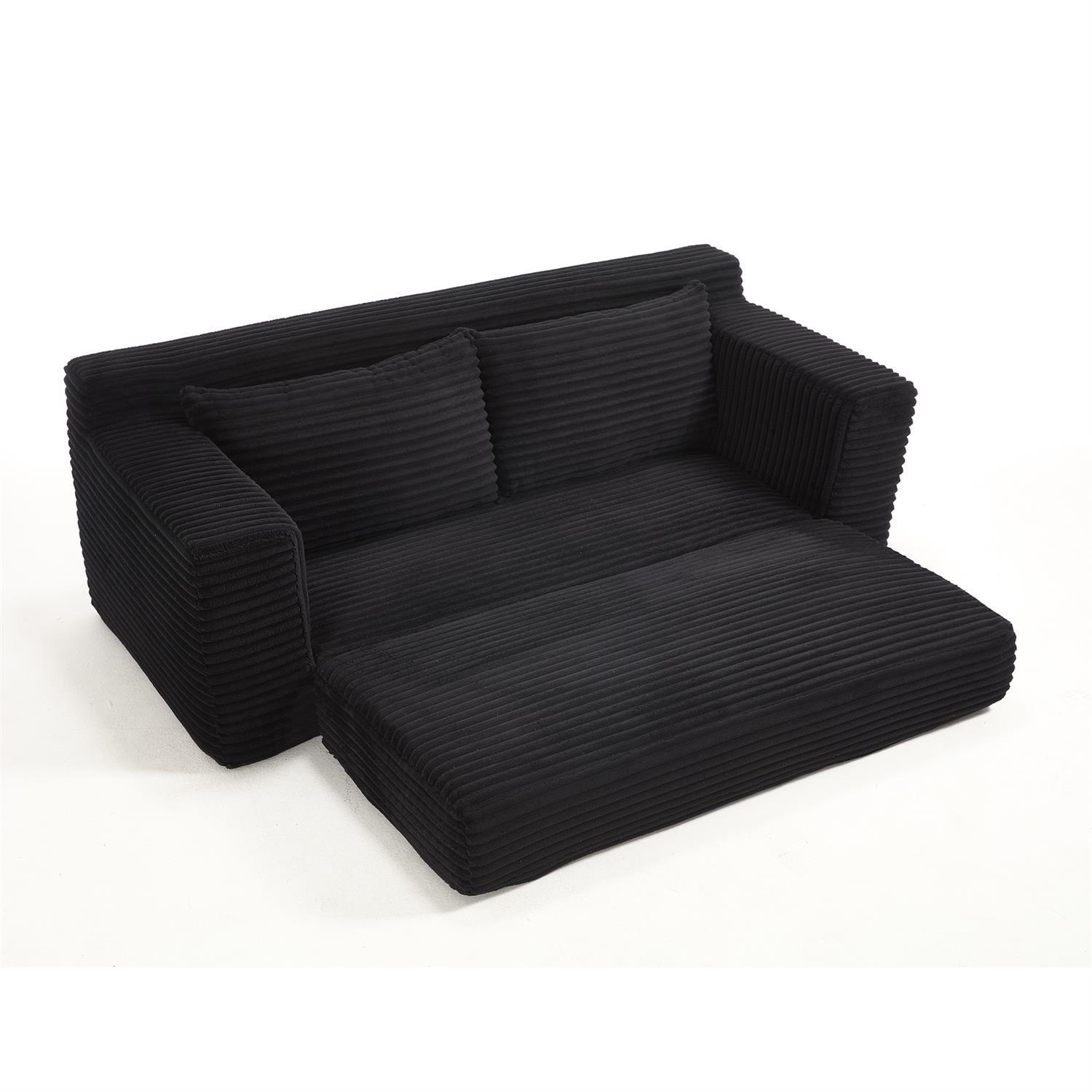 Demi Bonn 72" Cozy Loveseat Sofa Bed with Memory Foam & Sturdy Steel Frame, No Assembly Needed, Convertible 2-in-1 Couch for Small Spaces, Apartments, Black