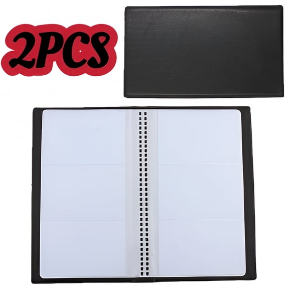 CCOCC 2PCS Business Card Holder Organizer - Book for 120 Cards - Space-Saving Black Business Card Wallet - Credit Card & Name Card Holder