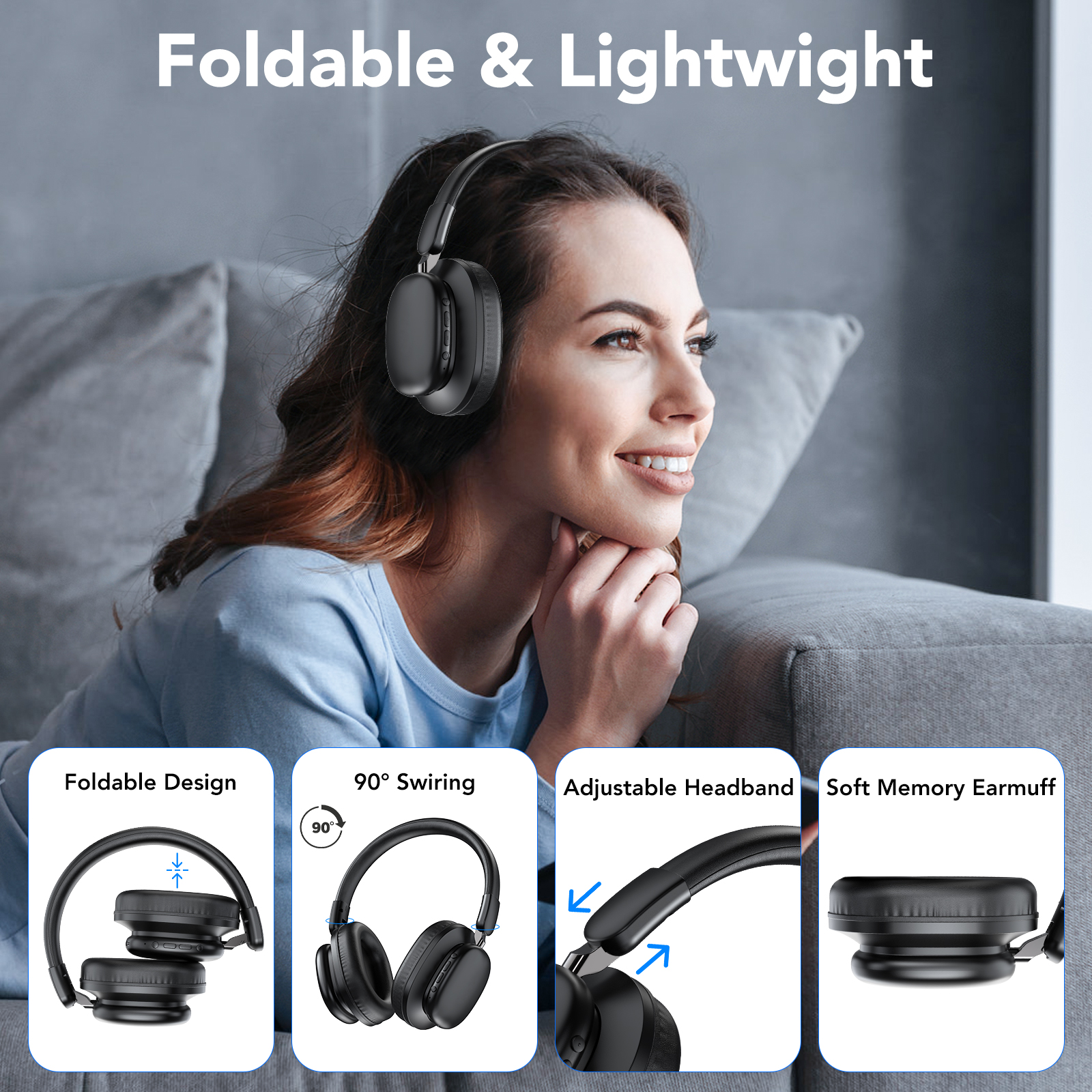 IKT Wireless Bluetooth Headphones, 40-Hour Battery, 85% Bass Boost photo 6