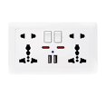 thumbnail image 2 of Double Wall Power Socket Universal 5 Hole 13A Dual USB Charger Port Socket with Switch, 2 of 4