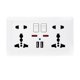 thumbnail image 2 of Double Wall Power Socket Universal 5 Hole 13A Dual USB Charger Port Socket with Switch, 2 of 4