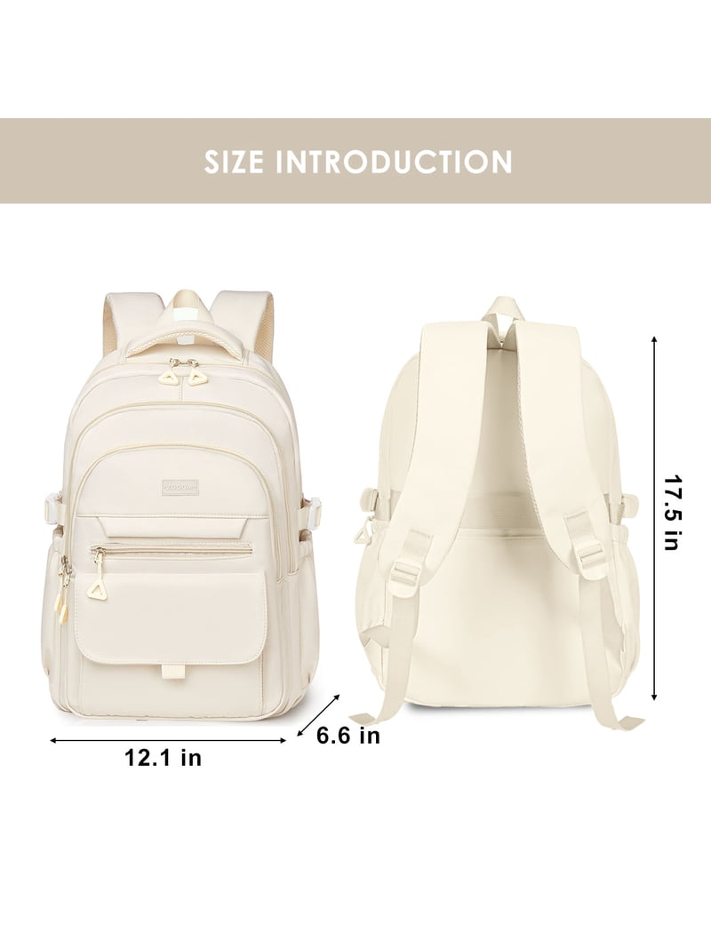 cool backpack for girls white leather SEAFEW Off Women Waterproof High School Book Bag Cute Backpack for Men Teens Boys, Lightweight Simple Middle School Back Pack Daypack and everyday use kadilong School Backpack for Teen