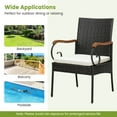 thumbnail image 5 of Costway 5PCS Patio Wicker Dining Set  Armchairs Acacia Wood Table with Detachable Cushions &  Umbrella Hole, 5 of 10