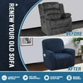 thumbnail image 4 of Enova Home Real Velvet Spandex Recliner Chair Slipcover with Elastic Bottom Side Pocket (Dark Blue), 4 of 6