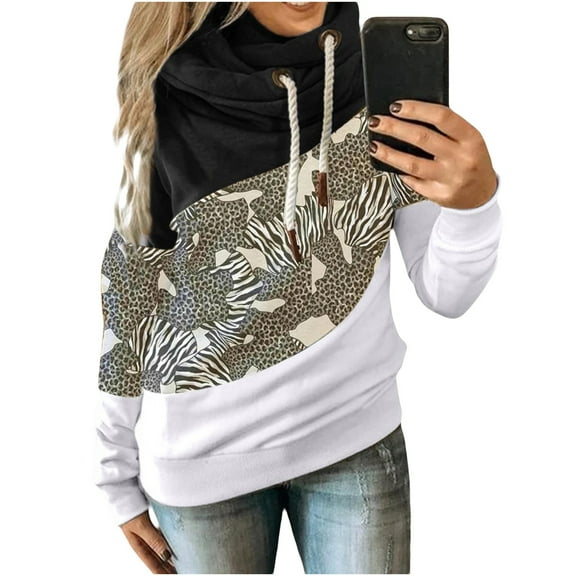 Fesfesfes Women Hooded Vintage Printed Pullover Long Sleeve Sweatshirt Shirts Tops Clothes Sale
