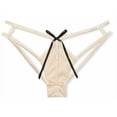 thumbnail image 2 of Victoria's Secret Dream Angels Strappy Satin Shine Rhinestones Cheeky Panty Champagne Size Medium New, 2 of 2