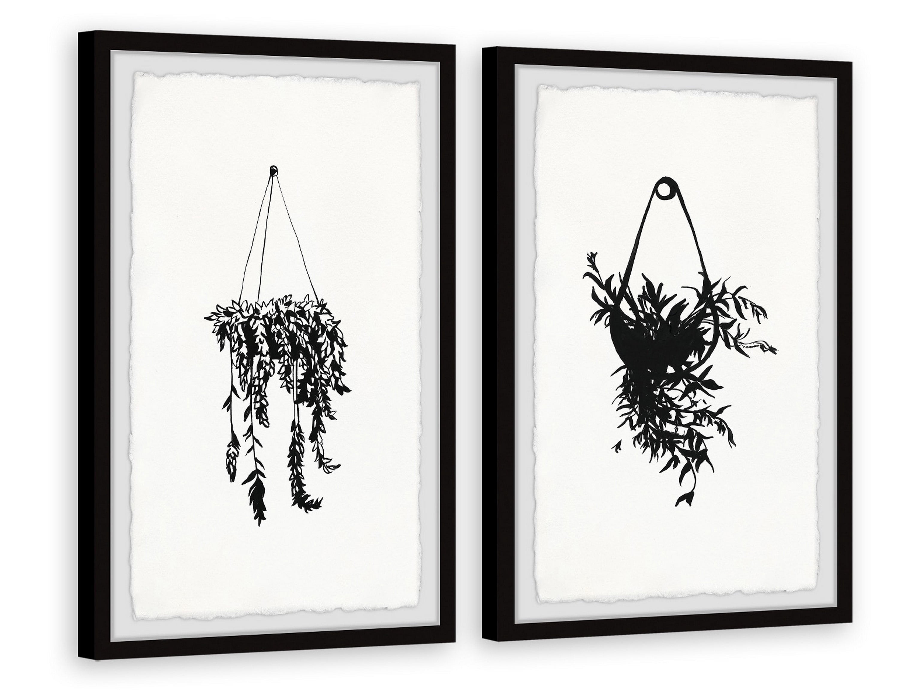 Marmont Hill Hanging Basket Plants Diptych