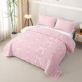 thumbnail image 3 of Erosebridal Princess Pink Ribbon Twin Quilt Set for Girl, Kawaii Cartoon Twin Coverlet Set, 2pcs, 3 of 7