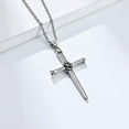thumbnail image 4 of PAMTIER Unisex Stainless Steel Retro Punk Wire Wrapped Nails Cross Charm Pendant Amulet Crucifix Necklace Christian Jewelry Silver Free Chain, 4 of 6