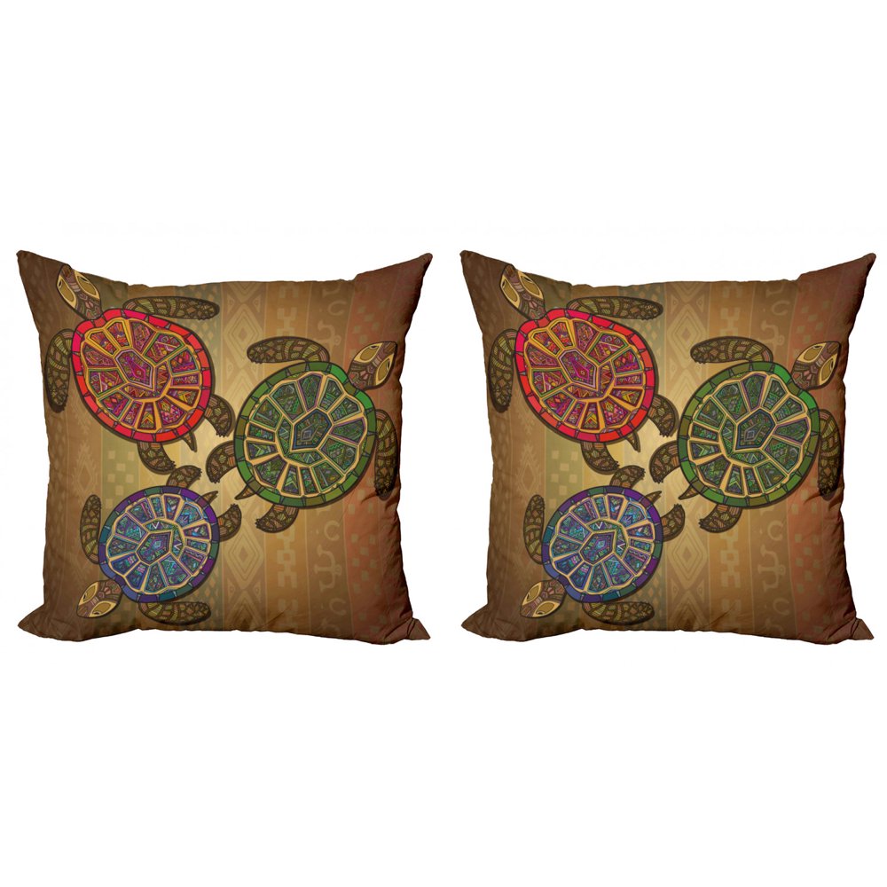 Turtle Throw Pillow Cushion Cover Pack of 2, 3 Ocean Turtles Ethic