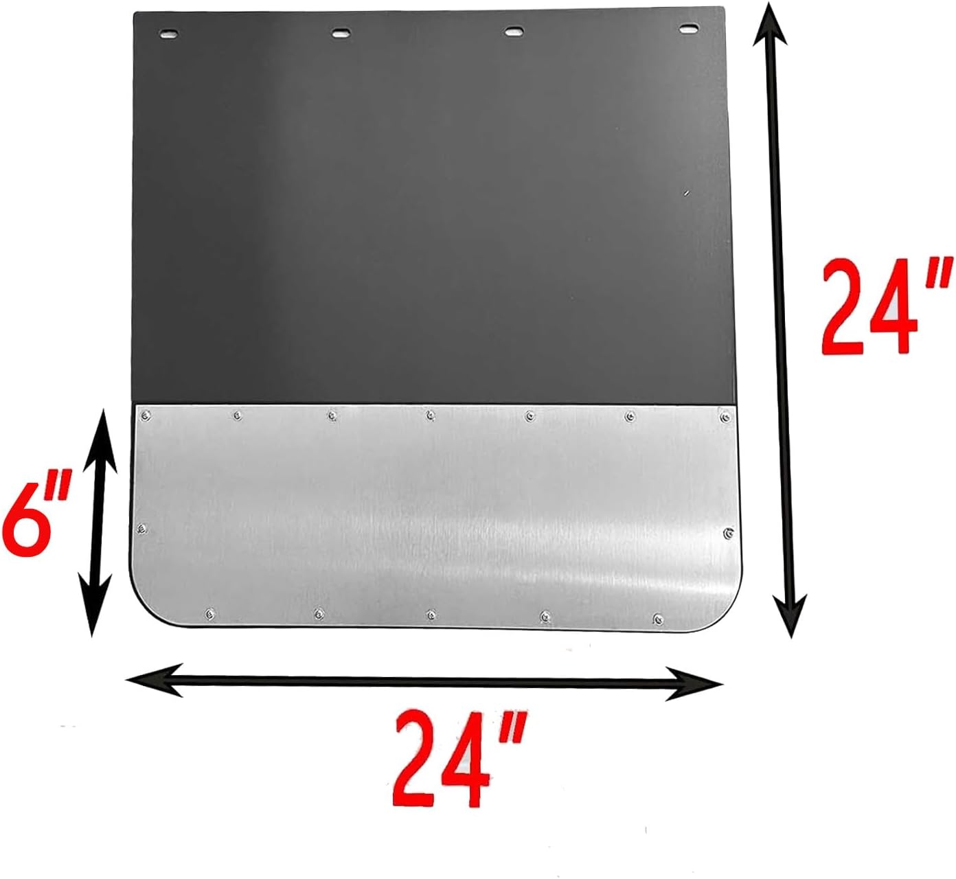 Pair Universal 24" x 24" Mud Flaps w/Stainless Steel Weight for Semi-Truck Trailer Truck, Splash Guard with Heavy Duty Mud Flap Weights Bottom (24in x 24in)