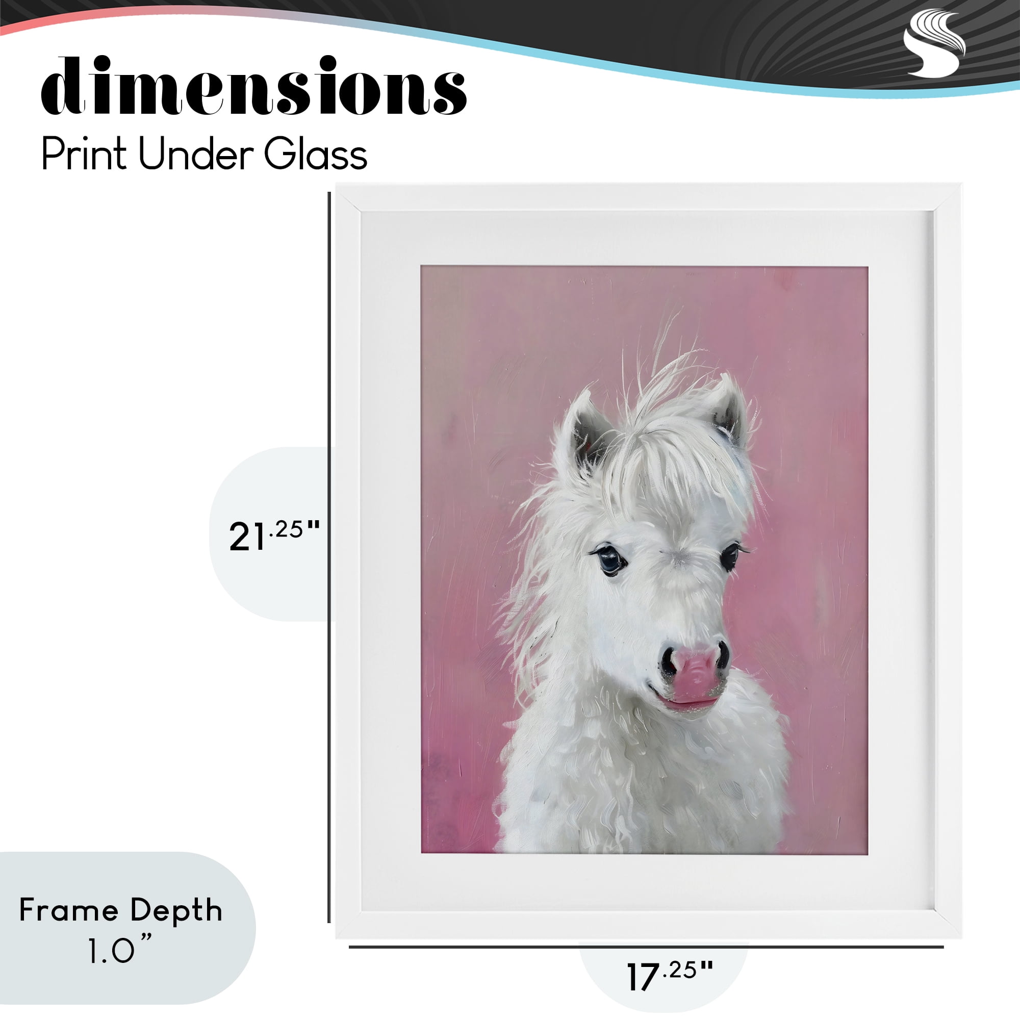 Stupell Industries Gentle White Pony White Framed Print Under Glass, design by The Prints Vibe