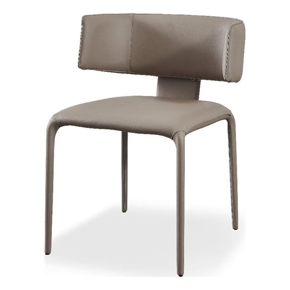 Benjara Cid Dell 21" Dining Chair- Gray Faux Leather- Wingback- Metal Frame