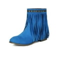 thumbnail image 4 of Wowcloth Women's Fashion Ankle Boots - Chunky Heel Winter Tassel Design Slip-On Shaft Booties for Casual Chic Outfit Essentials, 4 of 9