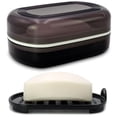 thumbnail image 2 of Jabonera de viaje, soporte para jabón en barra, jabonera portátil, jabonera con tapa para viajes, campamentos, gimnasios, baños (negro), 2 of 5