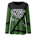 thumbnail image 4 of Mikilon Women Leopard Print Round Neck Patchwork Pullover Long Sleeve Blouse T-shirt Tops, 4 of 5
