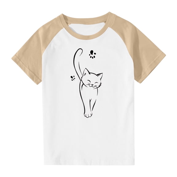 Kids Girl Boy Crew Neck Spandex Tops Lounge Blouses for Kid Short Sleeve Graphic Kawaii Summer Fall Shirts 2026 Clothes Y2K