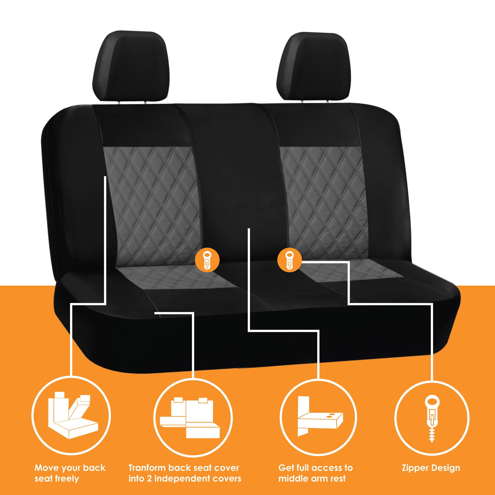 Universal Fit Car Seat Cover – Full Set of Automotive Car Seat Covers, Ultra-Modern Quilted Leatherette Seat Covers, Water-resistant Seat Protector for Cars, Trucks, SUVs and Vans