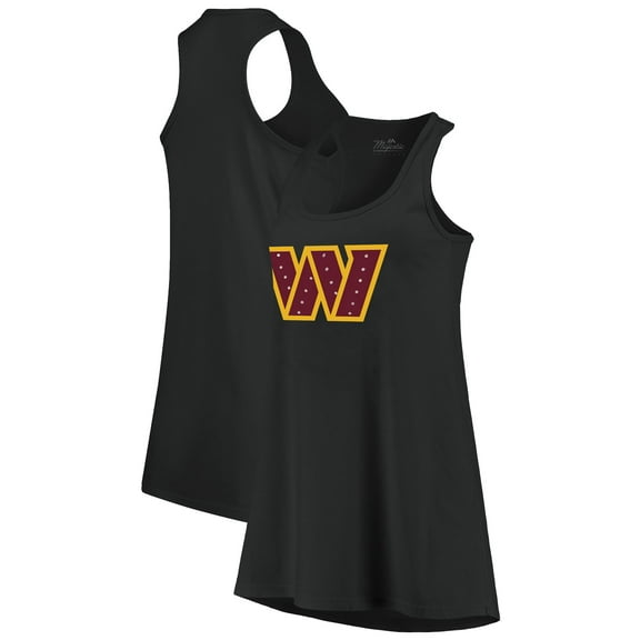 Women's Majestic Threads Black Washington Commanders Bling Scoop Neck Racerback Tank Top