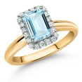 thumbnail image 2 of Gem Stone King 0.96 Ct Sky Blue Aquamarine G/H Lab Grown Diamond 10K Yellow and White Gold Halo Engagement Ring (Size 5), 2 of 4