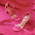 thumbnail image 5 of Women's High Chunky Heel Sandals Ankle Strap Open Toe Platform Pump Sandal Shoes Hi-Chunk Fuchsia/Suede Size 9.5, 5 of 6