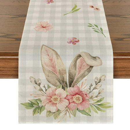 

Lierteer Easter Bunny Table Runner Easter Table Series Easter Motif Table Decoration
