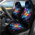 thumbnail image 2 of Pzuqiu Galaxy Butterfly 14 Pcs Automobile Interior Sets Front Rear Car Seat Covers Steering Wheel Seat Belt Headrest Covers Keychain Coasters Center Console Cushion Pad for Women Birthday Gift, 2 of 7