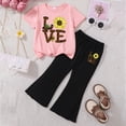 thumbnail image 3 of Girls Outfits Toddler Clothes Sweet Summer Set Flutter Sleeve Top Flare Pants Toddler Girl Clothes 2T 3T 4T 5T 6T 7T Kaprioy, 3 of 4