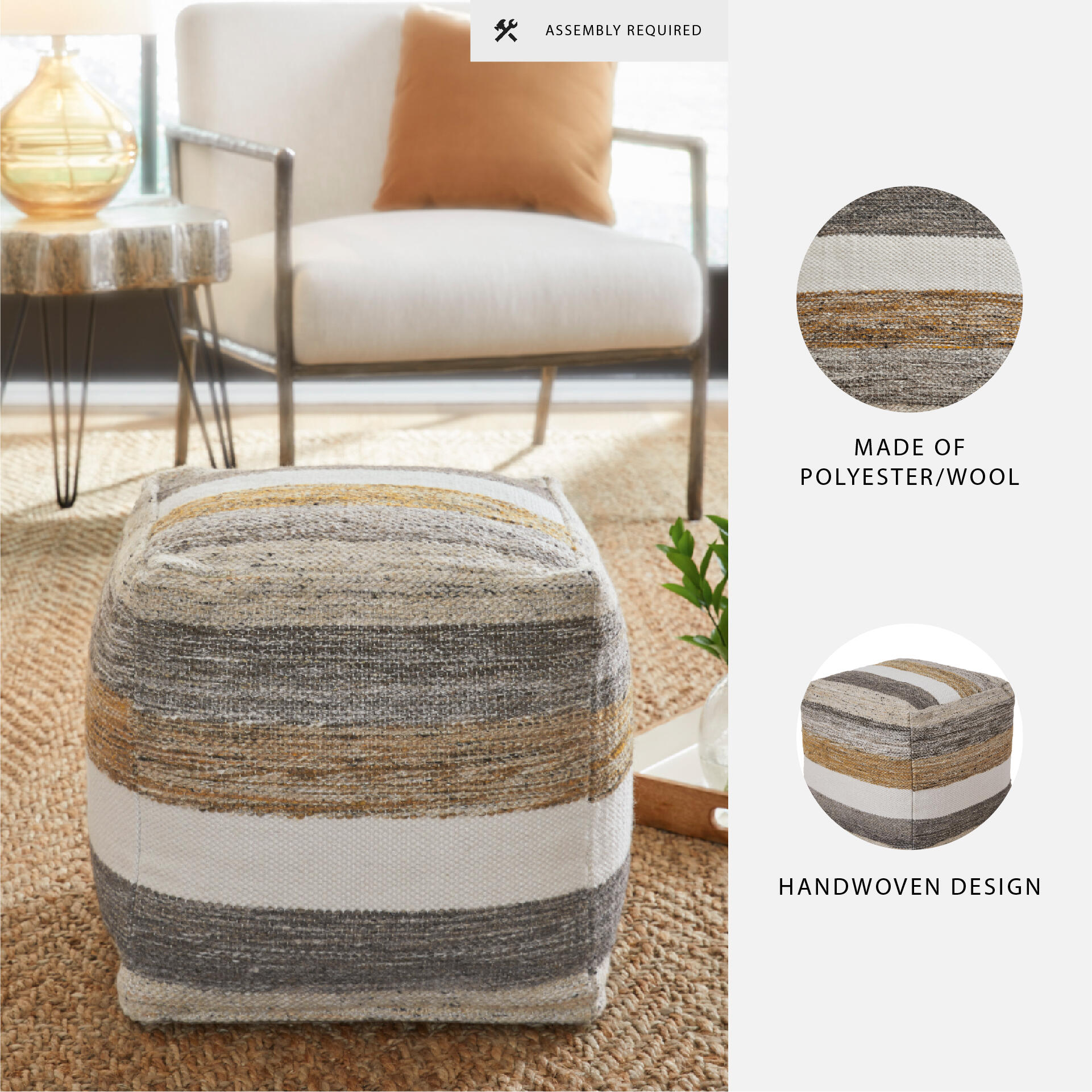 Signature Design by Ashley Josalind Handwoven Pouf, Multicolor photo 2
