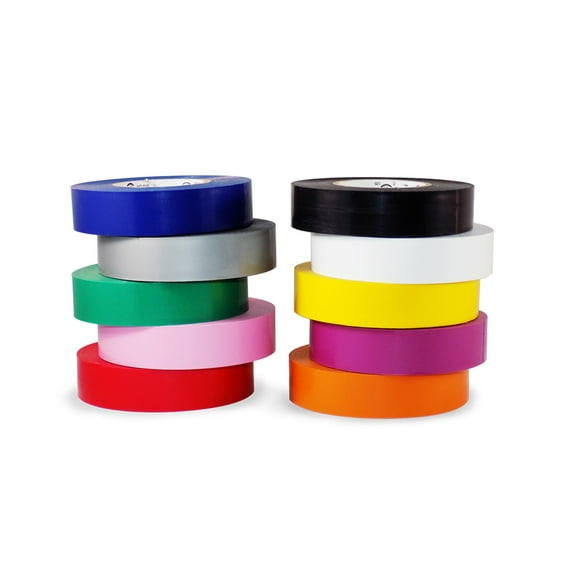 T.R.U. EL-766AW Rainbow Pack General Purpose Electrical Tape 3/4" Width x 66' Length UL/CSA listed core. Utility Vinyl Electrical Tape (10 Rolls).