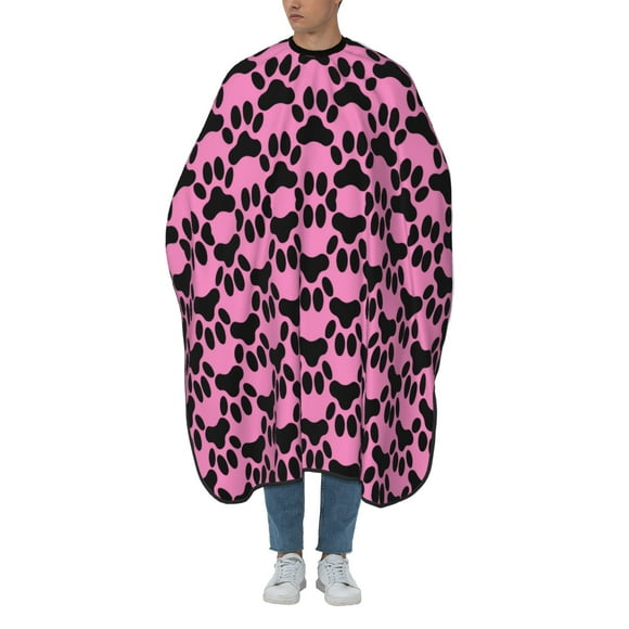 ZICANCN Hair Cutting Cape for Adults, Pink Animal Dog Paw Cape Salon Barber Cape for Hair Stylist Shampoo Capes Waterproof 55x66 IN