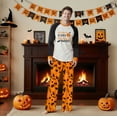 thumbnail image 6 of Halloween Pajama Set Long Sleeves and Pants Two-Piece Set Holiday Pajamas Cute Pumpkin Ghost Spider Skull Print Pajamas Pajamas Unisex Couple Outfit Family Pajamas,Man M, 6 of 6