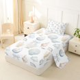 thumbnail image 2 of Manfei Kawaii Coquette Bow Twin Sheets,Cartoon Sea Seashell Bedding,White,3pcs,1 Fitted Sheet and 1 Pillowcase, 2 of 7
