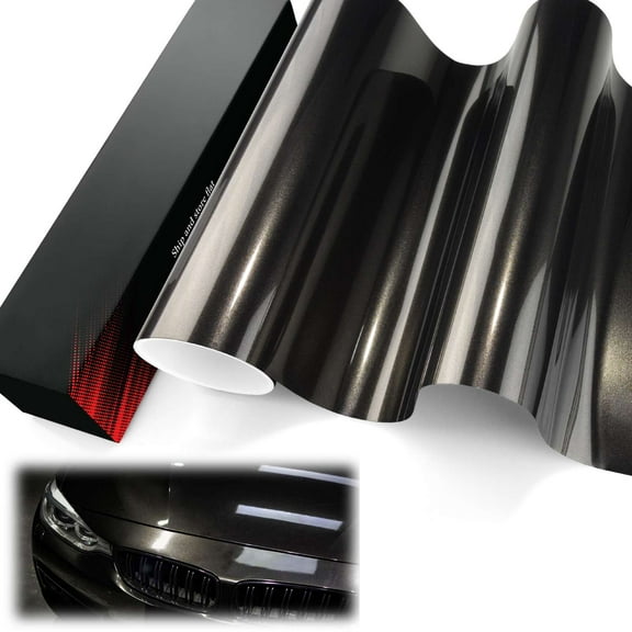 PET Liner Vinyl Super Gloss Metallic Black Automotive Wrap Car Vehicle Bubble Free Air Release
