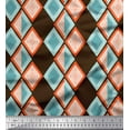 thumbnail image 1 of Soimoi Brown Japan Crepe Satin Fabric Stripe & Diamond Geometric Print Sewing Fabric Yard 42 Inch Wide, 1 of 3