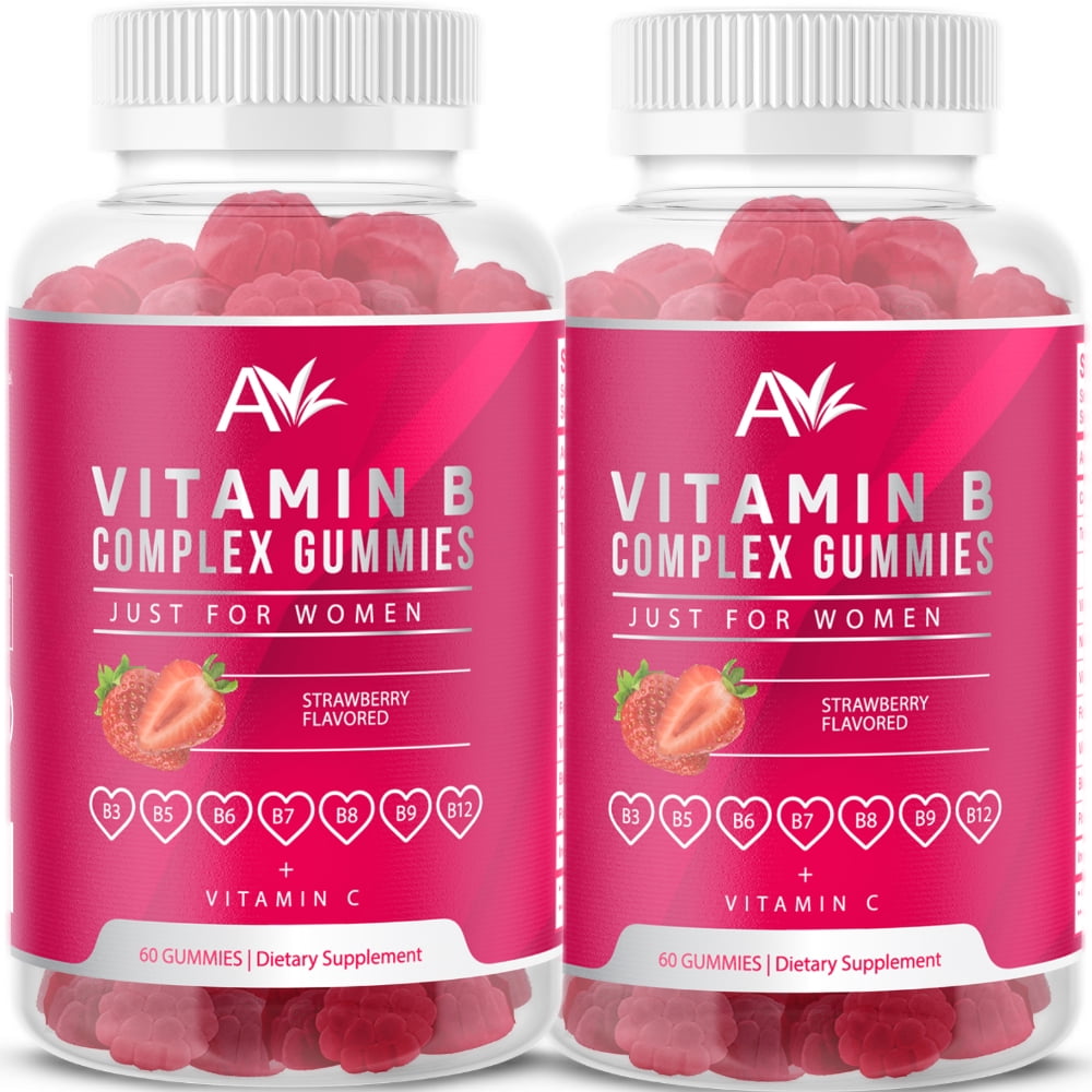 Avilana 2 Pack Vitamin B Complex Just for Women Vegan Gummies with Vitamin B12, B7 (Biotin), B6