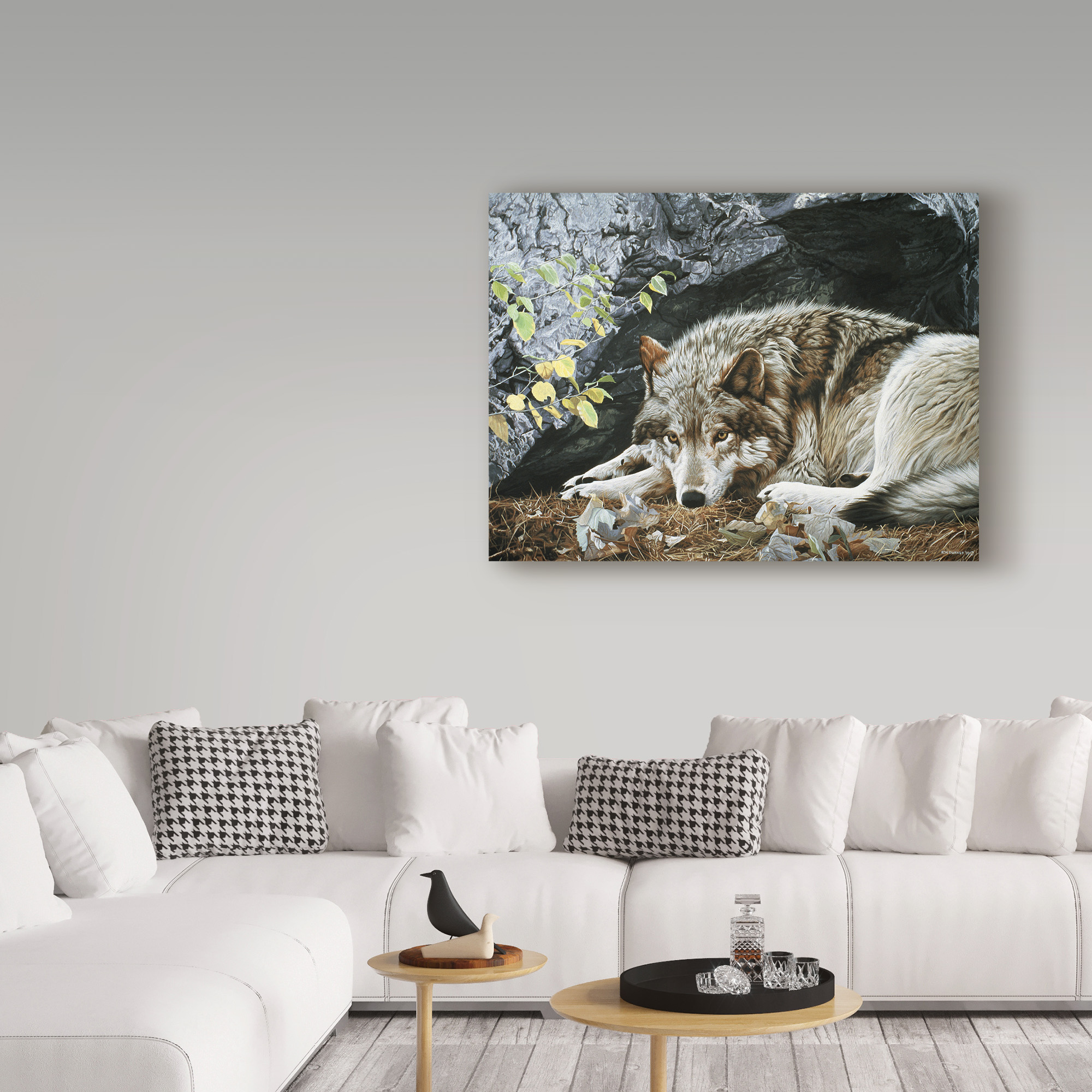 Trademark Fine Art 'Resting Spot Wolf' Canvas Art by Ron Parker