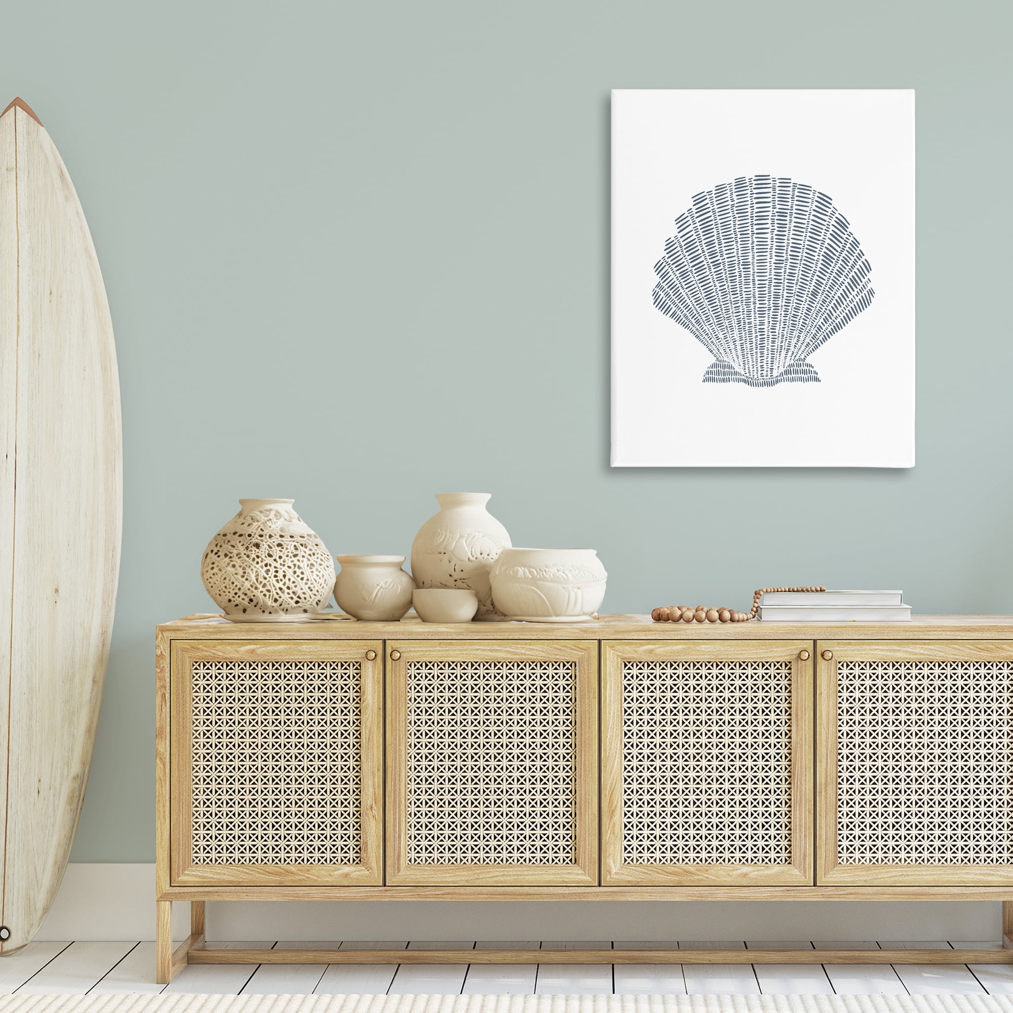 Stupell Industries Minimal Sea Shell Coastal Painting Gallery Wrapped Canvas Art Print Wall Art, 30 x 40