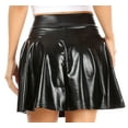 thumbnail image 2 of Sakkas Womens Liquid Metallic Stretchy Flared Sporty Mini Skater Skirt USA Made - Black - Large, 2 of 5