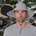 thumbnail image 3 of Yuanlong Mens Bucket Hats Outdoor Mesh Wide Brim Sun Hat Solid Color Breathable Travel Fishing Hats, 3 of 3