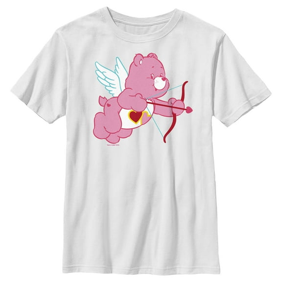 Boy's Care Bears Valentine's Day Love-a-Lot Bear Cupid  Graphic Tee White Medium