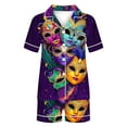 thumbnail image 5 of Puntoco Conjunto de pijama cómodo para mujer, blusa de manga corta con estampado de carnaval a la moda para mujer, traje de pijama con pantalones cortos a la moda, 5 of 5