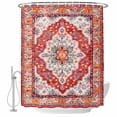 thumbnail image 2 of Orange Red Boho Waterproof Fabric Shower Curtain,Vintage Flower Tribal Distressed Printed Waterproof Fabric Shower Curtain for Bathroom Bathtubs Shower Curtains with 12 Hooks Extra Long 72x96, 2 of 8