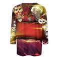 thumbnail image 4 of Cavosen Carnival Womens Blouses 3/4 Sleeve Mardi Gras Mask Graphic Print Tops Round Neck Party Festival Blouse Casual Fashion Holiday Shirts Dressy Party Funny T-Shirt Purple 2XL, 4 of 5