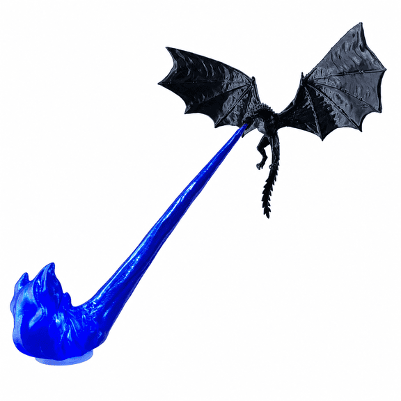 Rongyun Dragon Bookshelf Nook Light, 3D Printed Fire-Breathing Dragon Bookshelf Decor, Fantasy Dragon Statue Shelf Decor for Home Library, Desk, Reading Nook Decoration, Blue Fire S