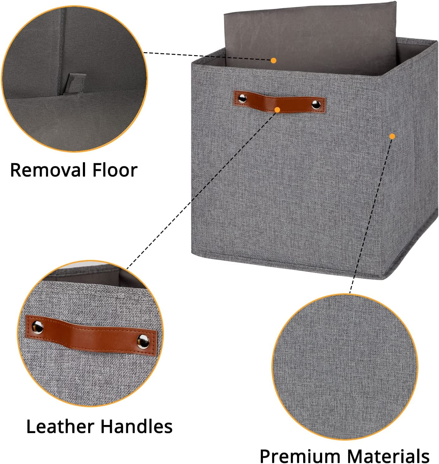 Bidtakay Large Storage Basket 13x13 4 PCS Bins Collapsible Storage Baskets,Storage Cube Bins with Handles