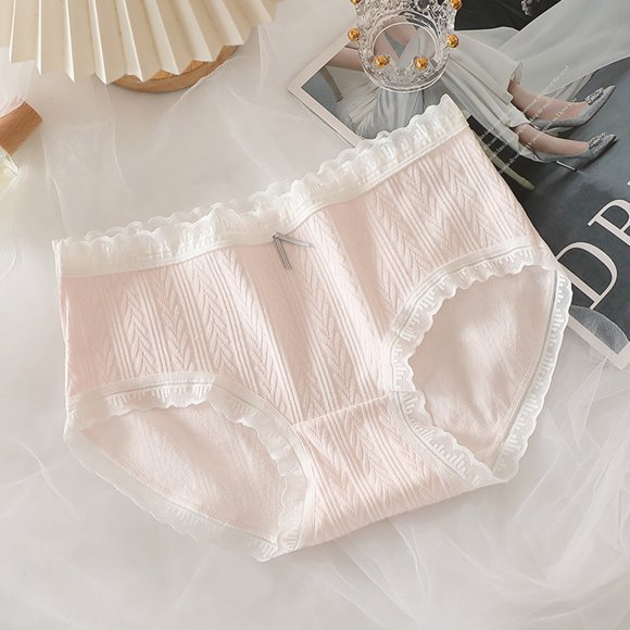 Pavied Cotton Underwear Seamless Underwear Women's Pure Cotton Mid Waist Bow Triangle Briefs Soft And Skin Friendly Period Underwear Panties for Women Pink L
