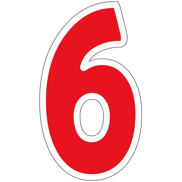 DieCut Window Numbers Red "6" 4ʺW x 7ʺH Pack of 12 Walmart